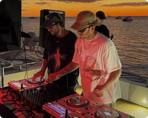 DJ playing on the boat deck