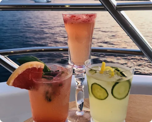 Cocktails being served at the boat bar