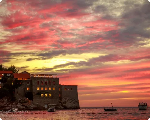 Sunset over the Adriatic from the boat